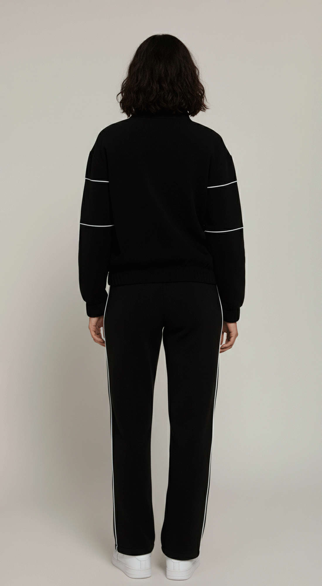 Zip Up Neck Embroidery Fleece Top