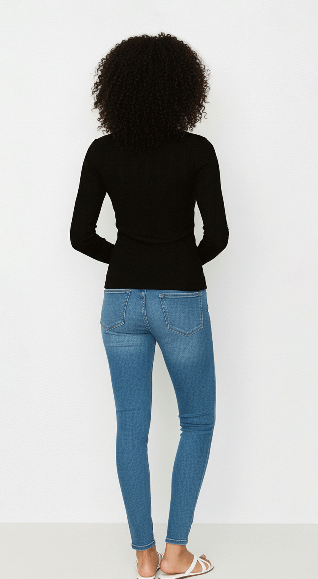 Solid V Neck Long Sleeve