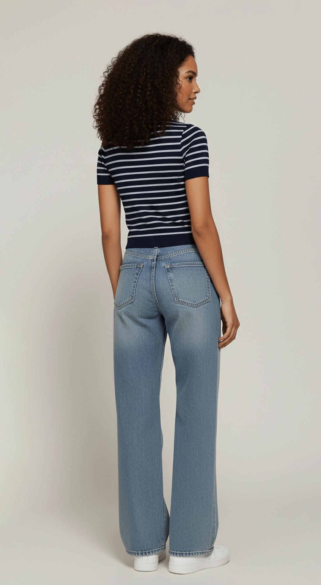 Short Slv Stripe Seamless Top
