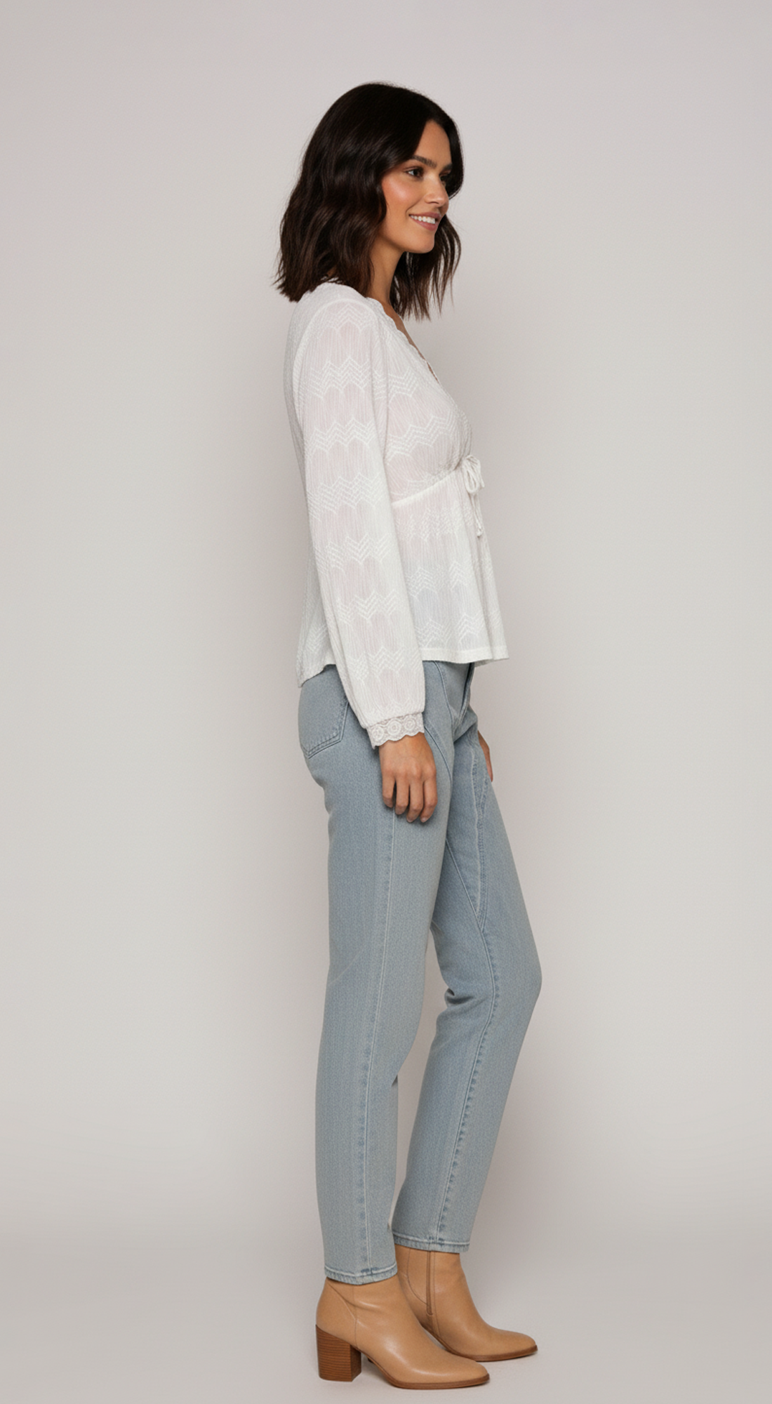 Boho Textured Lace Trim Top