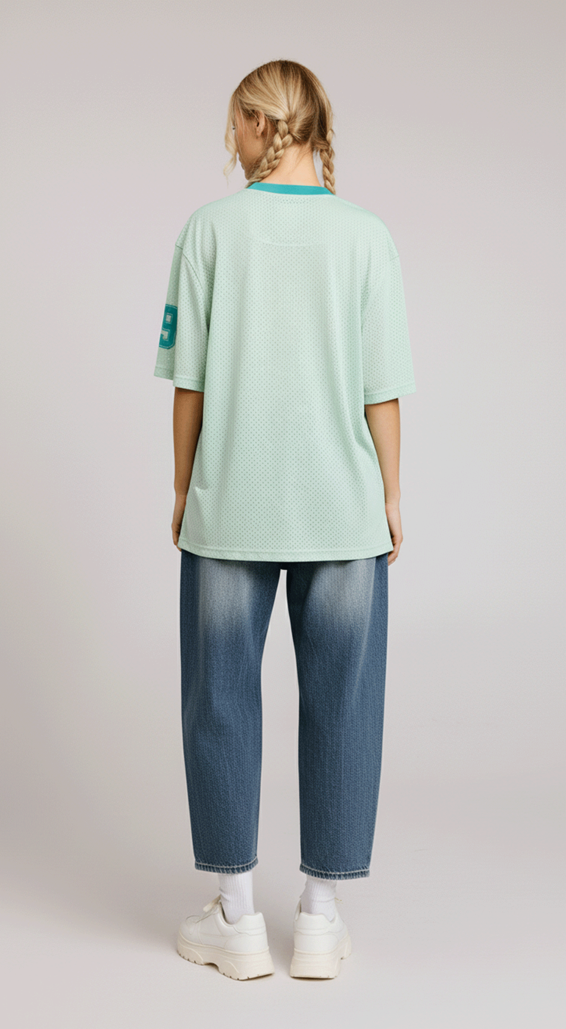 V Neck Sporty Jersey Top W Printed 89