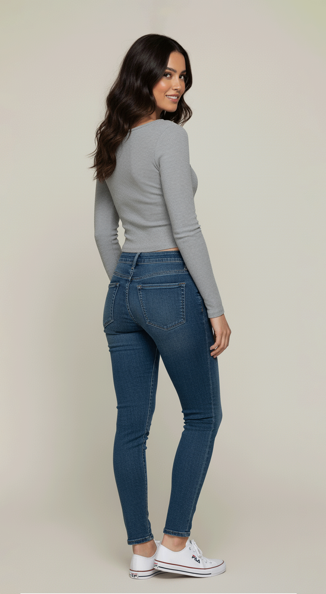 Long Slv Square Neck Corset Detail Knit Top