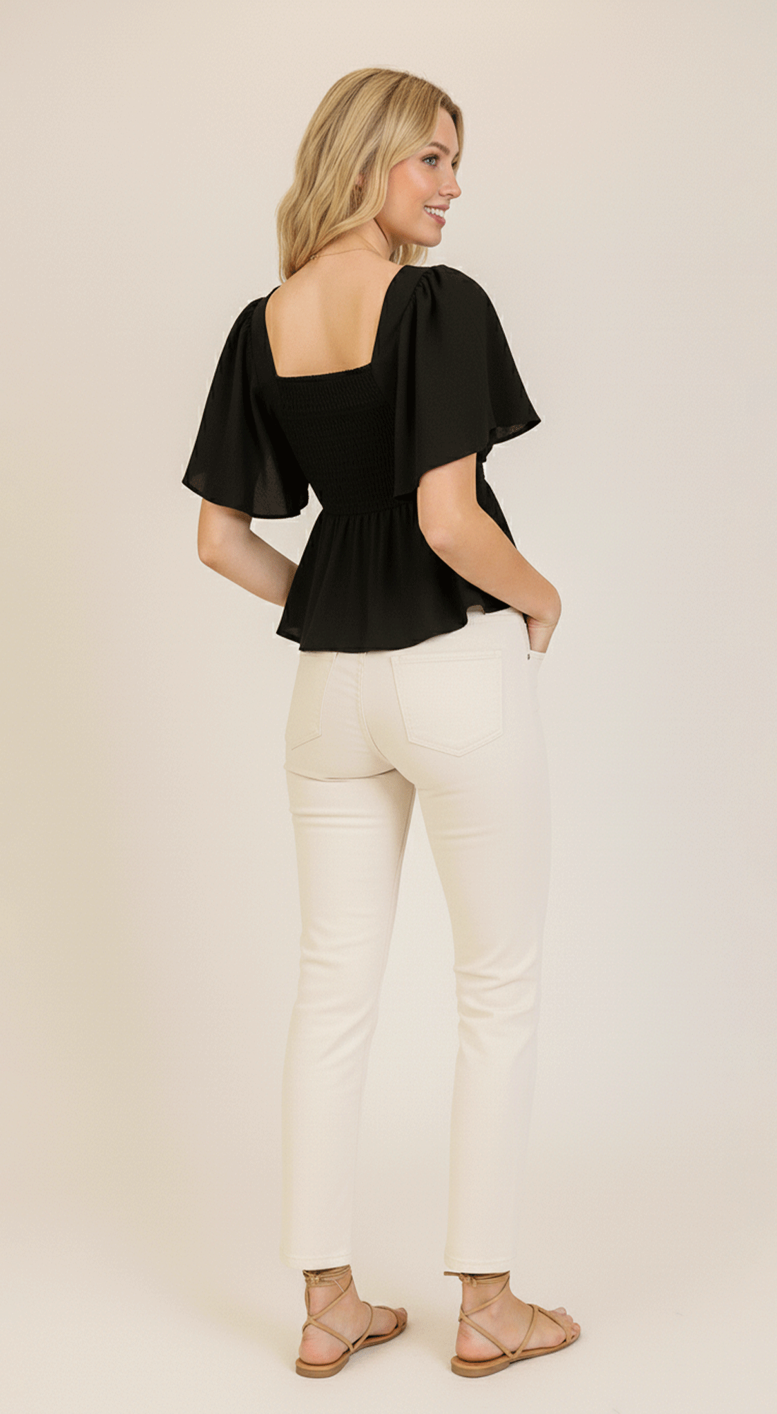 Flutter Sleeve Tie-front Airflow Top