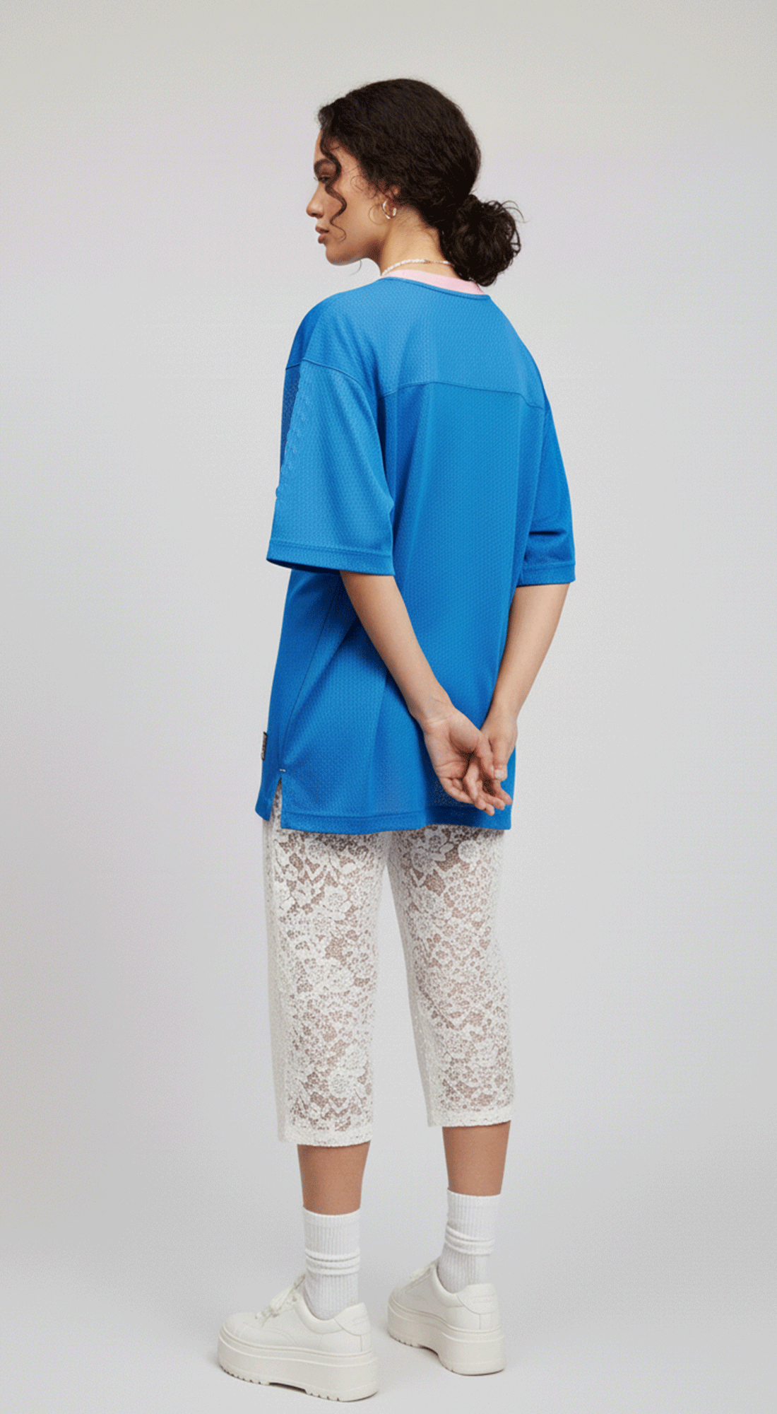 V Neck Sporty Jersey Top W Printed 89