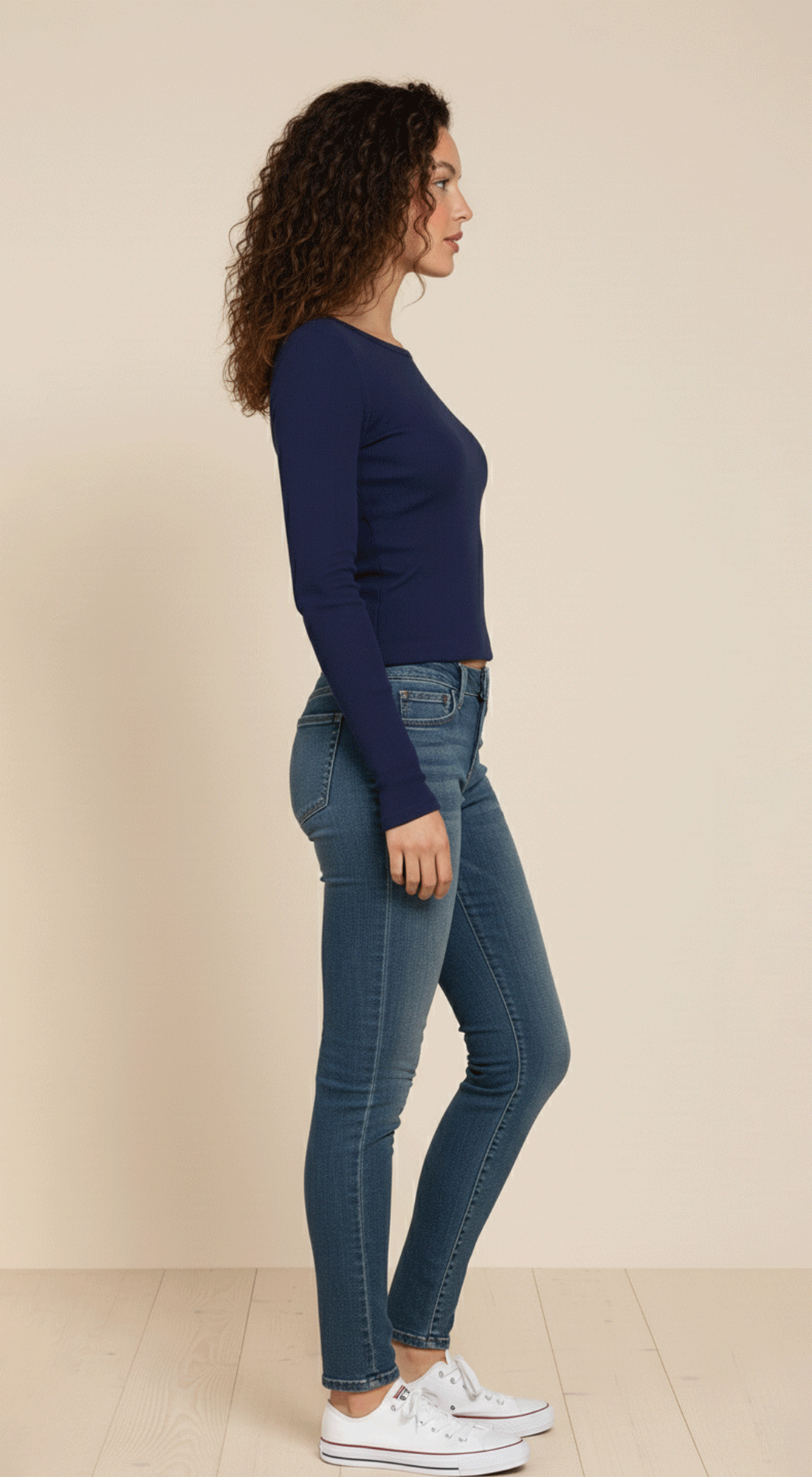 Long Slv Round Neck Cotton Span Rib Tee