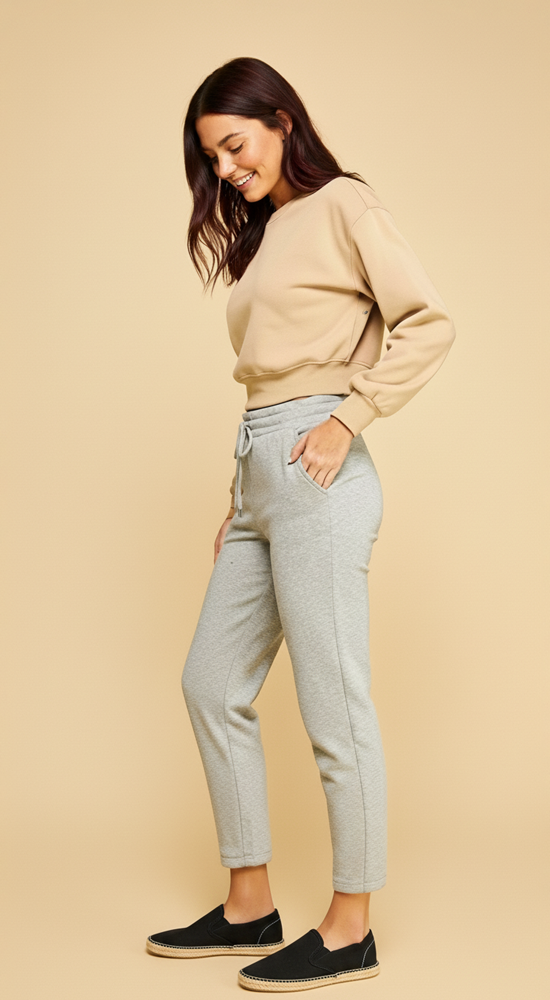Fleece Crew Neck Cropped Pullover Sweatshirts