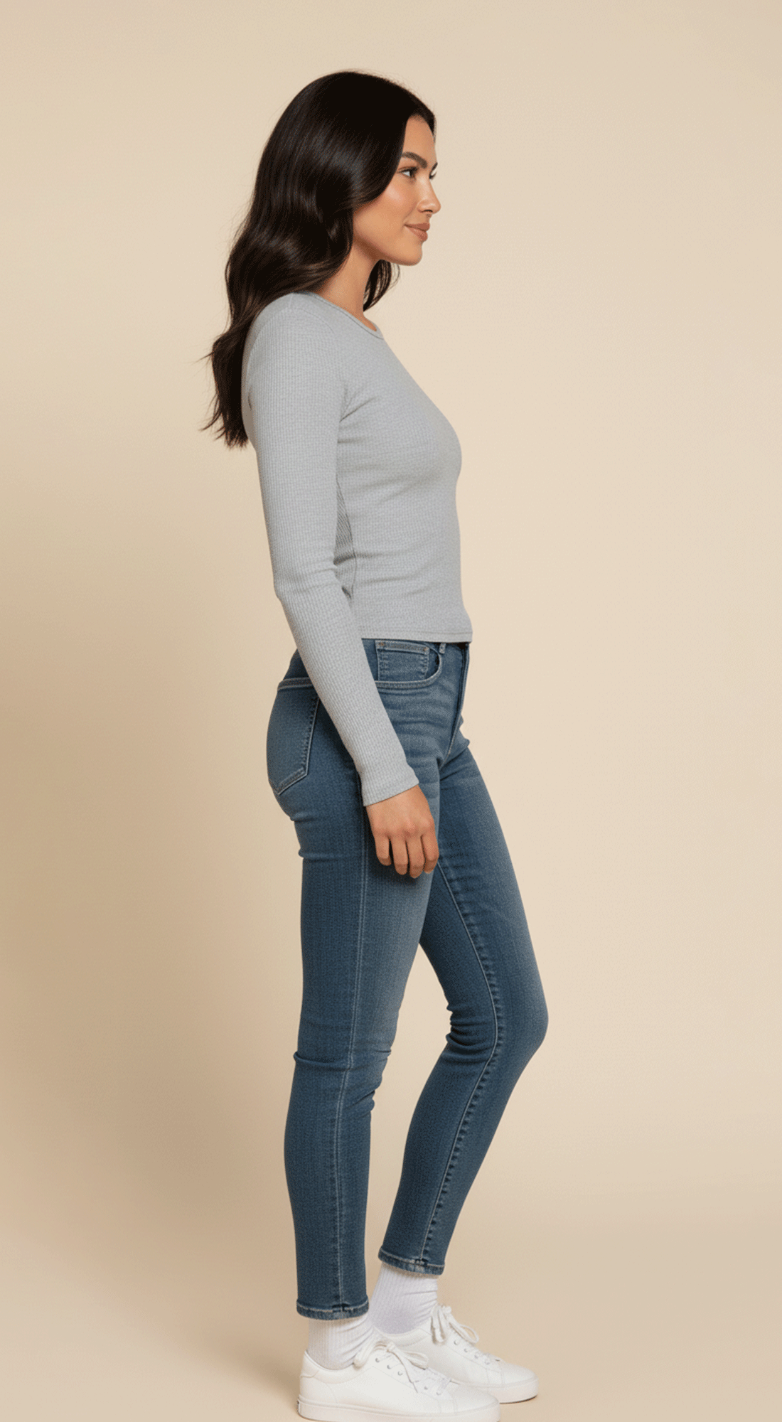 Long Slv Round Neck Cotton Span Rib Tee