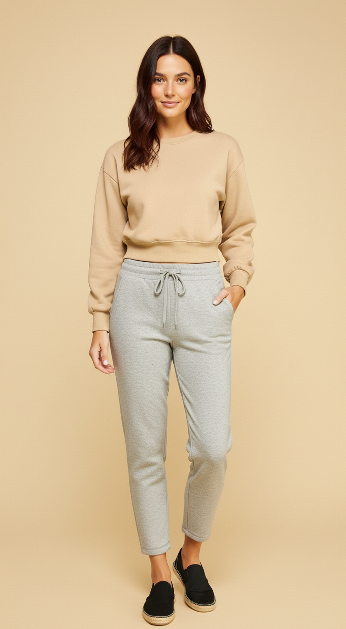 Fleece Crew Neck Cropped Pullover Sweatshirts