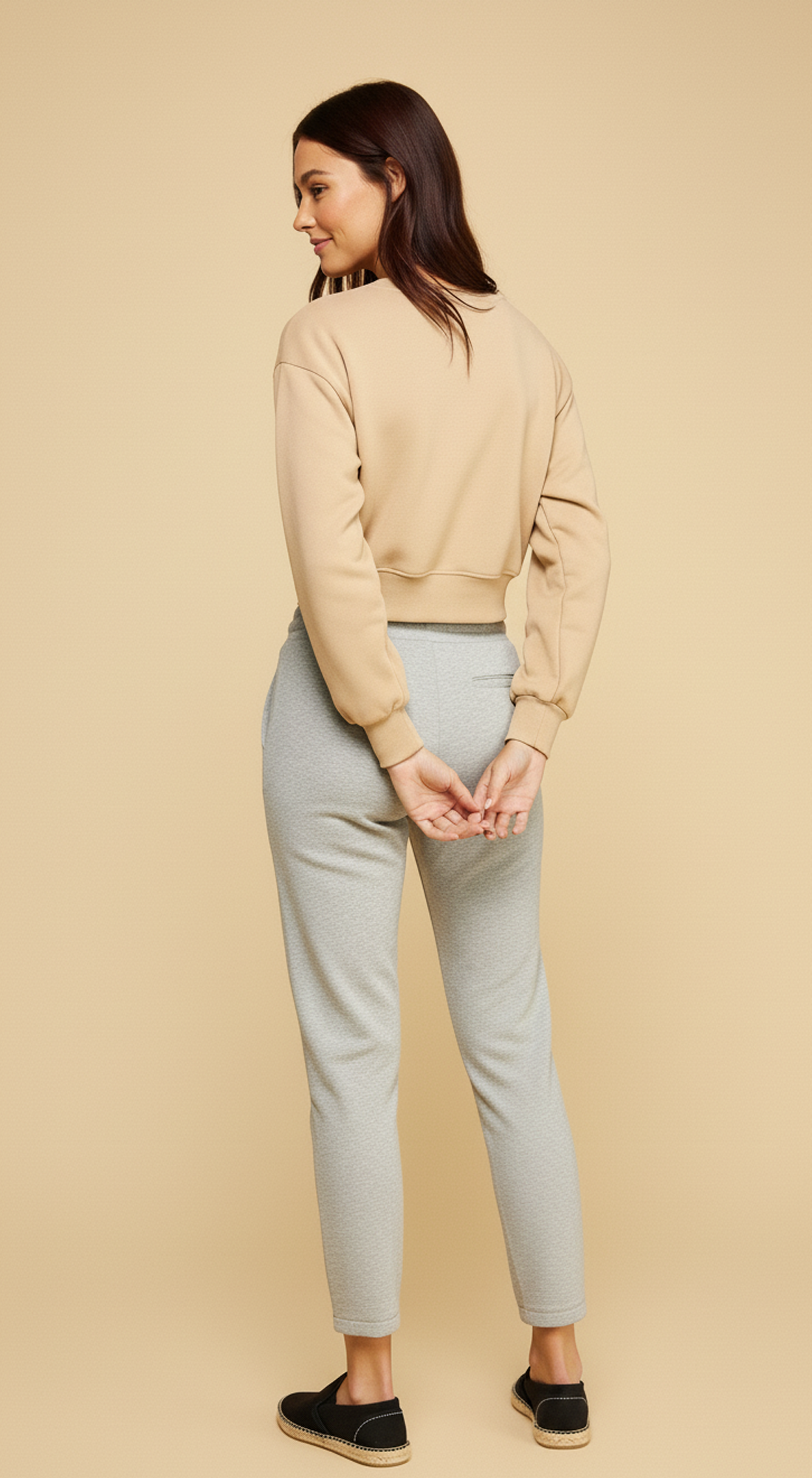 Fleece Crew Neck Cropped Pullover Sweatshirts