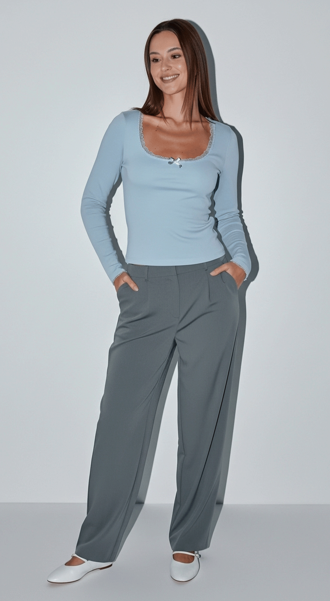 Lace Patchwork U-neck Top