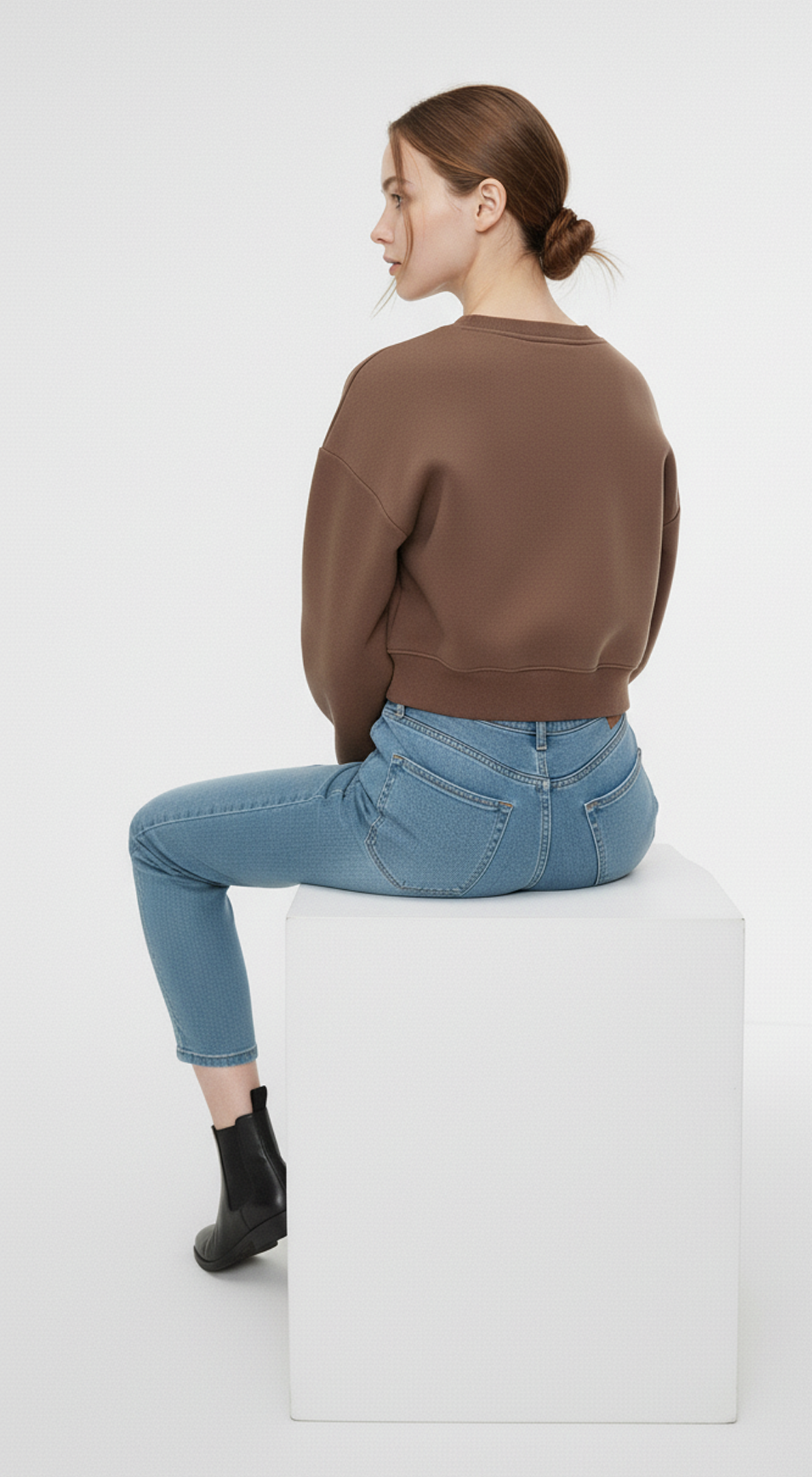 Fleece Crew Neck Cropped Pullover Sweatshirts
