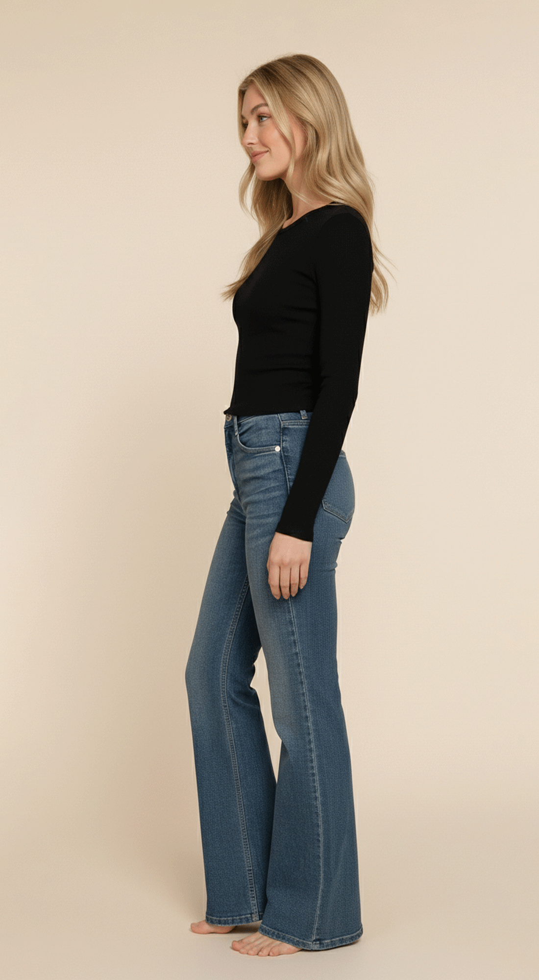 Long Slv Round Neck Cotton Span Rib Tee