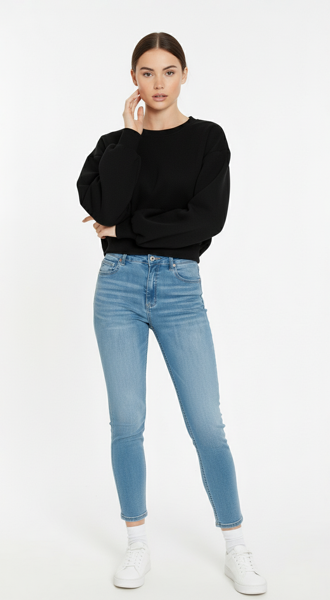 Fleece Crew Neck Cropped Pullover Sweatshirts