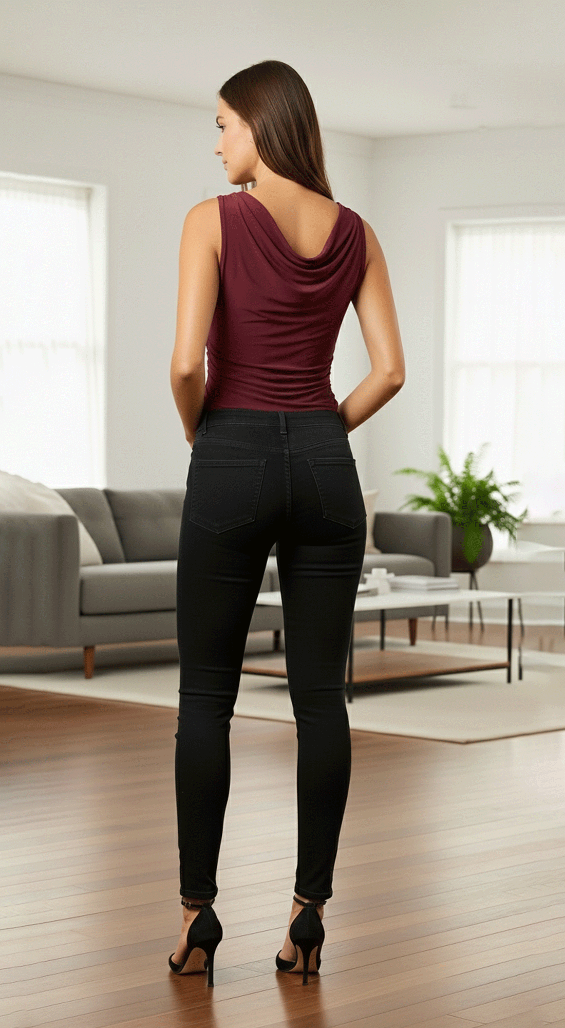 Sleeveless Cowl Neck Slinky Top