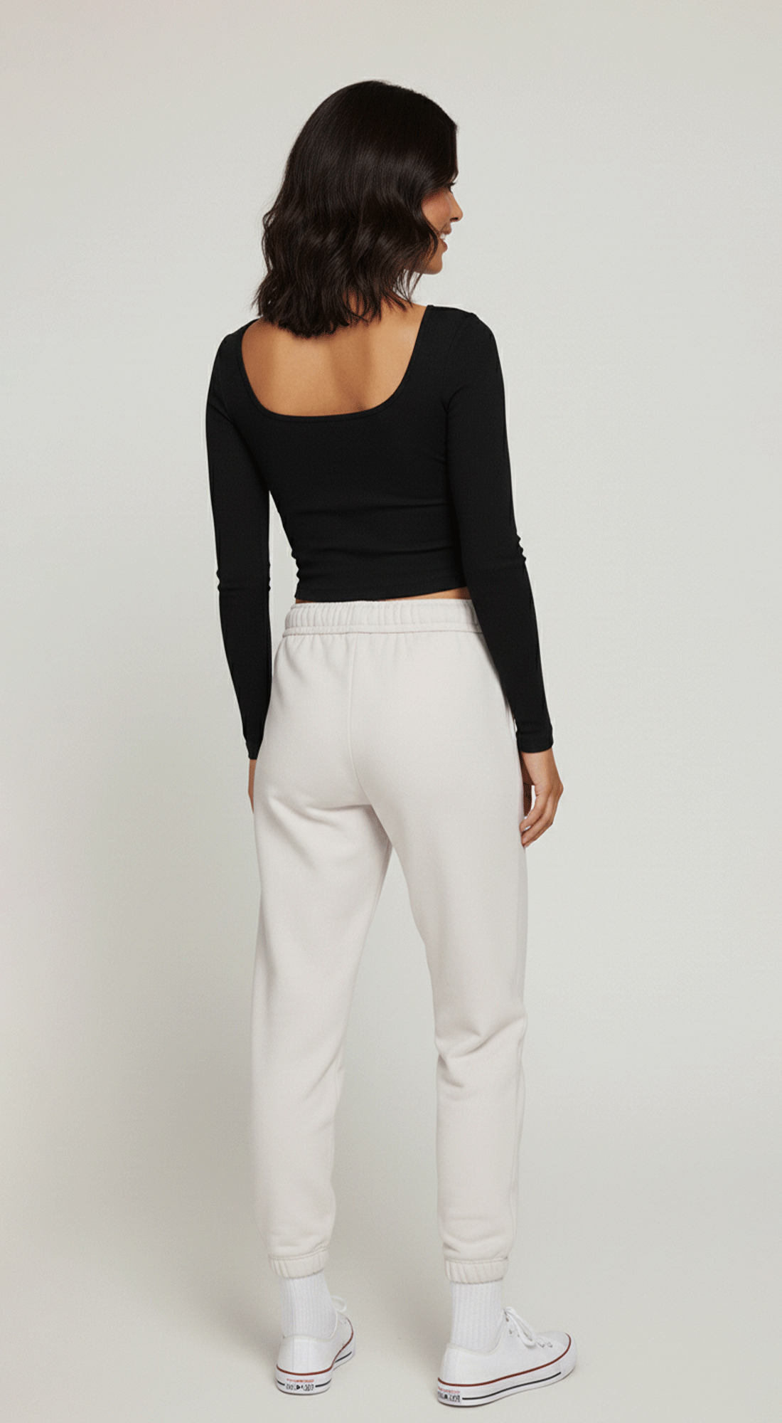 Long Slv Square Neck Rib Seamless Top
