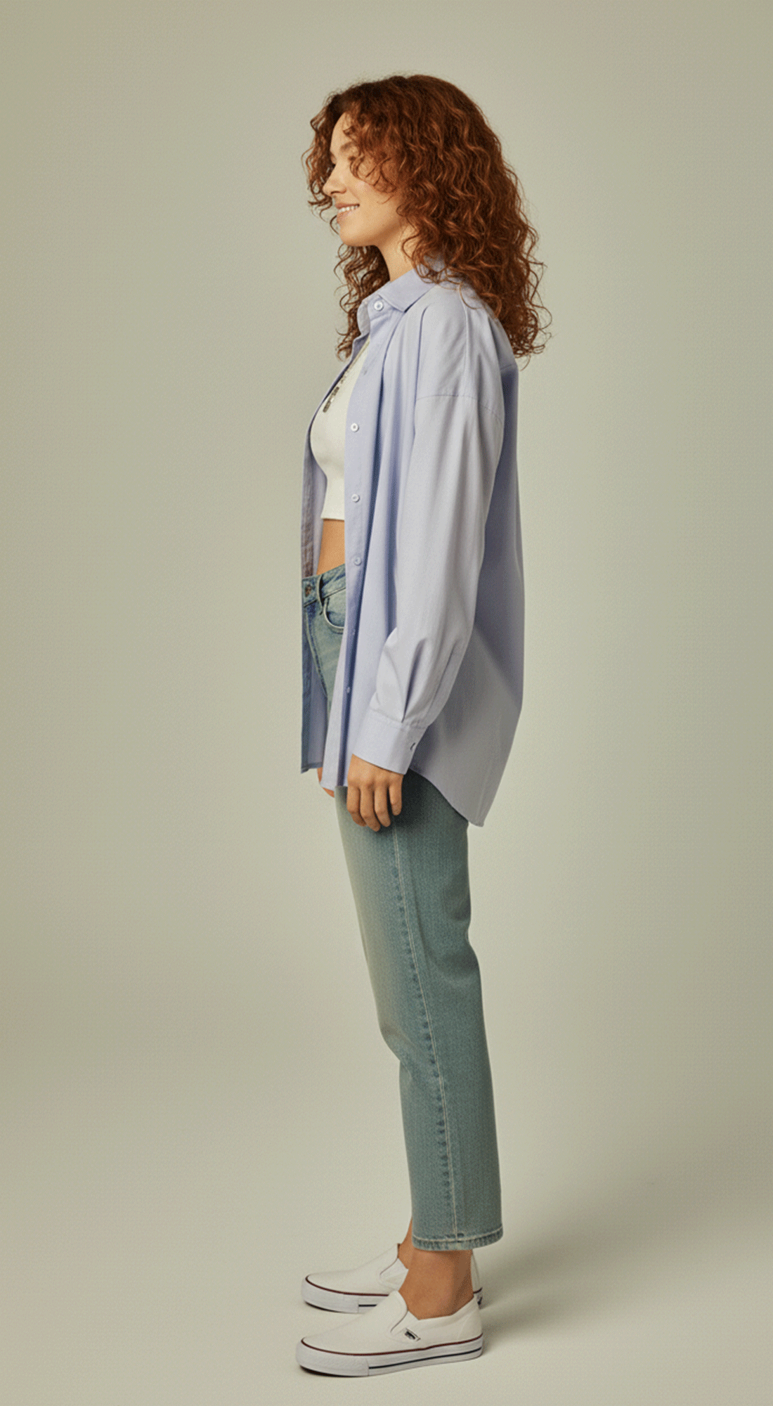 Cotton Blend Poplin Oversized Button-up Shirt