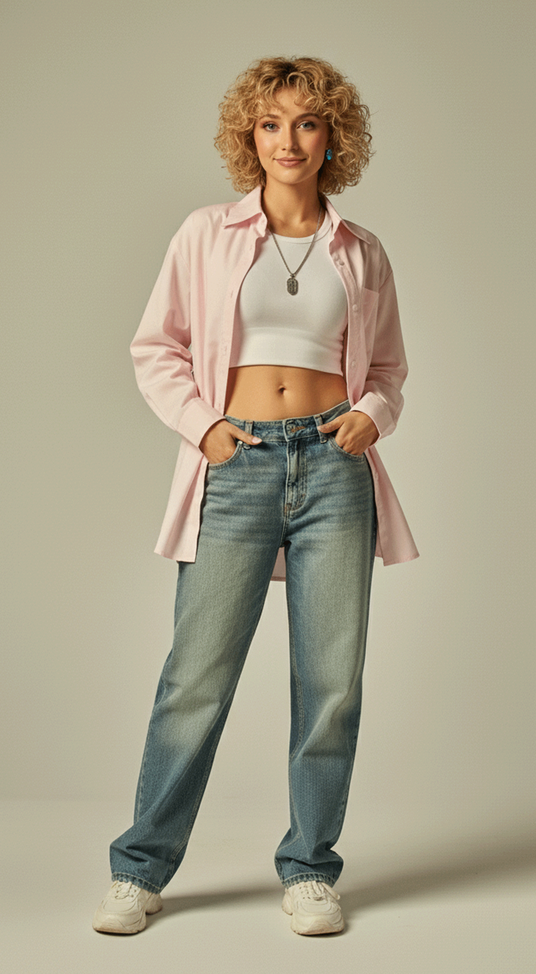 Cotton Blend Poplin Oversized Button-up Shirt