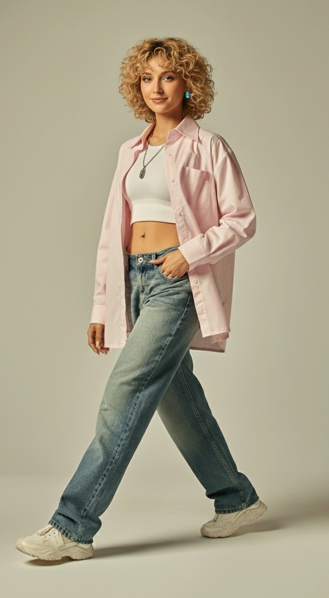 Cotton Blend Poplin Oversized Button-up Shirt