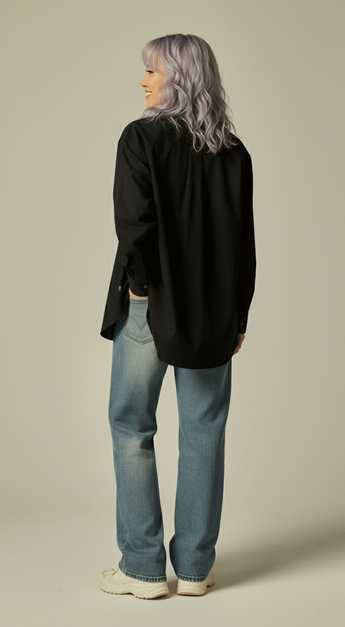 Cotton Blend Poplin Oversized Button-up Shirt