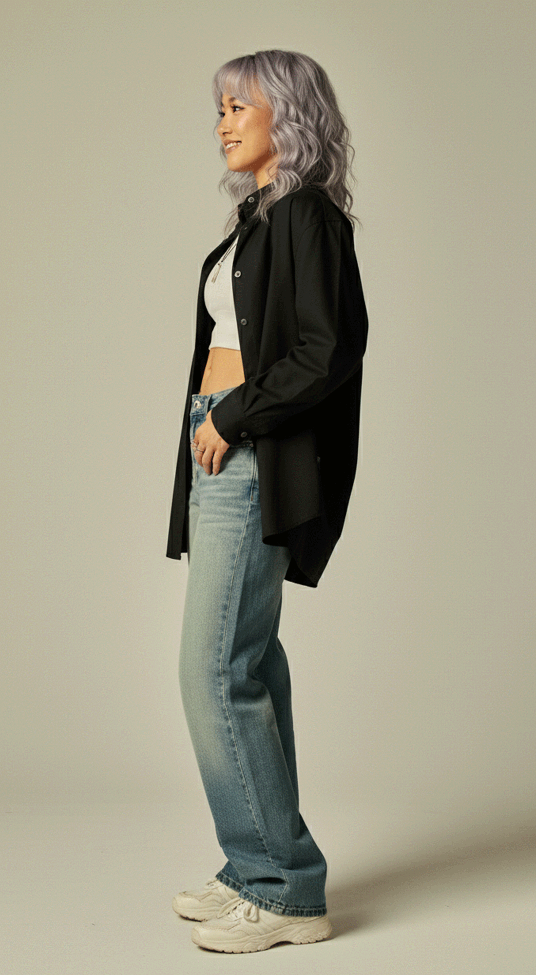 Cotton Blend Poplin Oversized Button-up Shirt