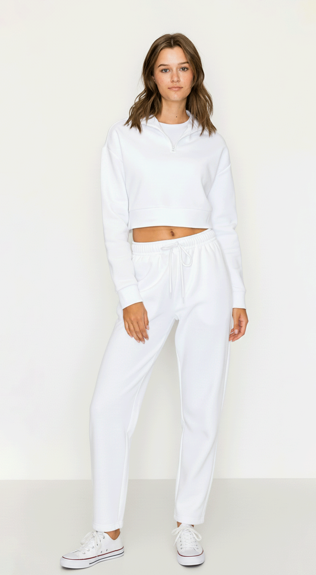 Cropped Half Zip Fleece Sweatshirt