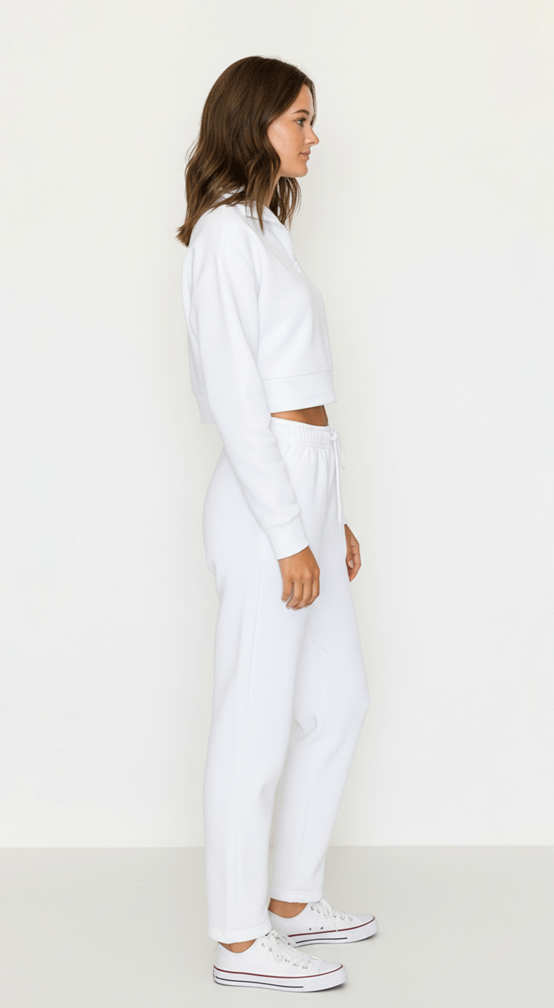 Cropped Half Zip Fleece Sweatshirt