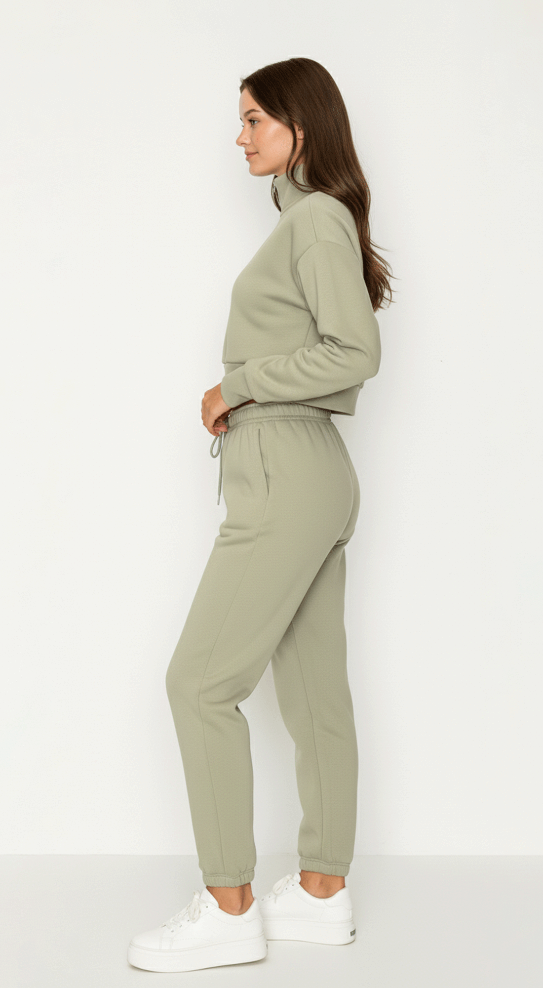 Cropped Half Zip Fleece Sweatshirt