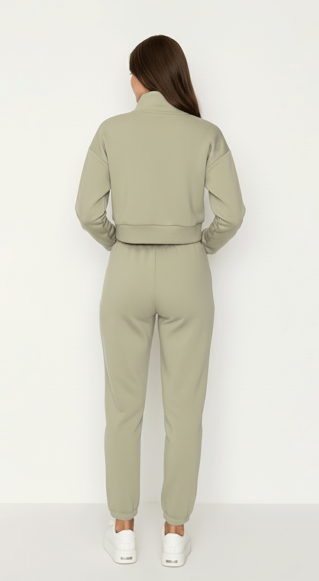 Cropped Half Zip Fleece Sweatshirt