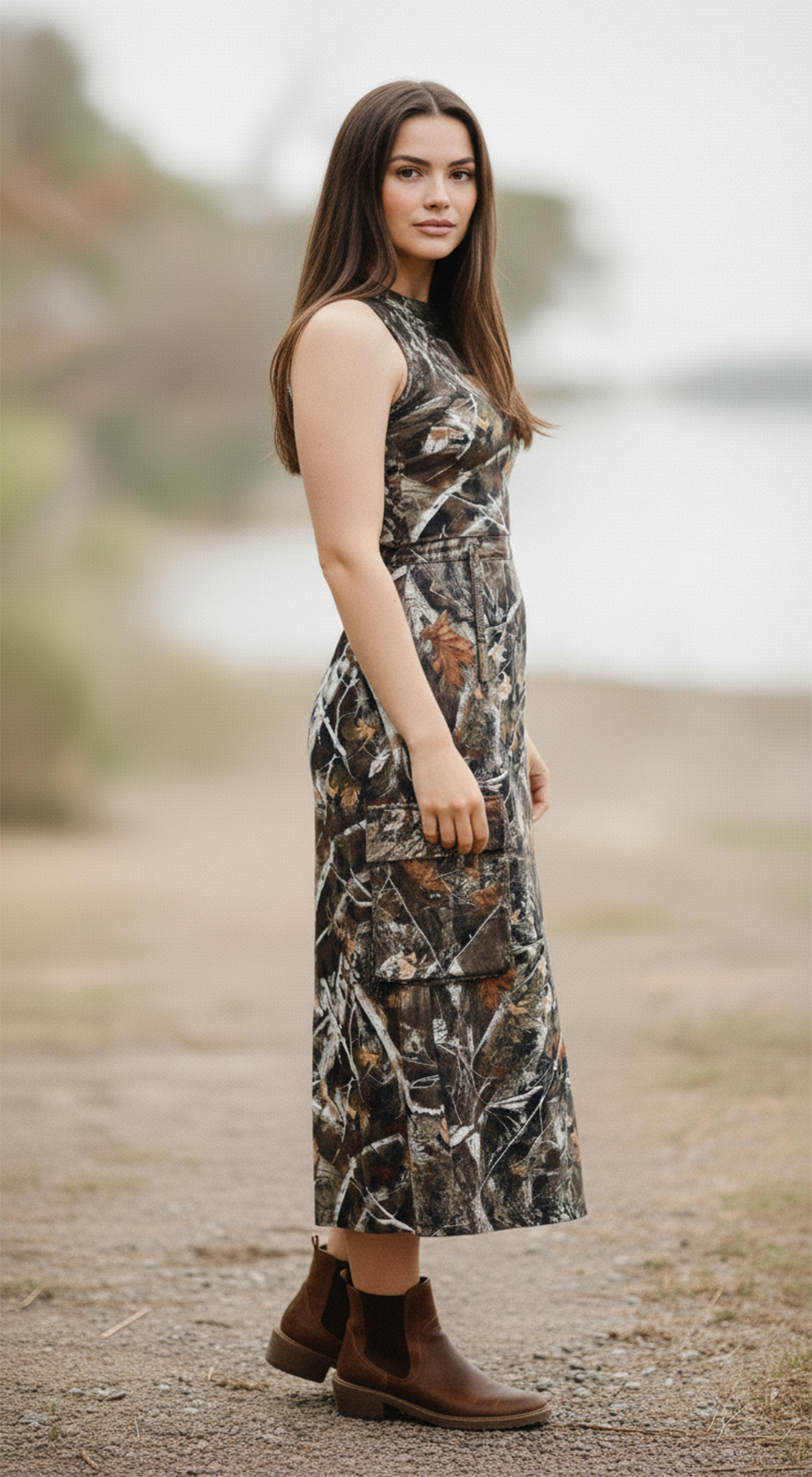 Woodland Camo Cargo Maxi Skirt