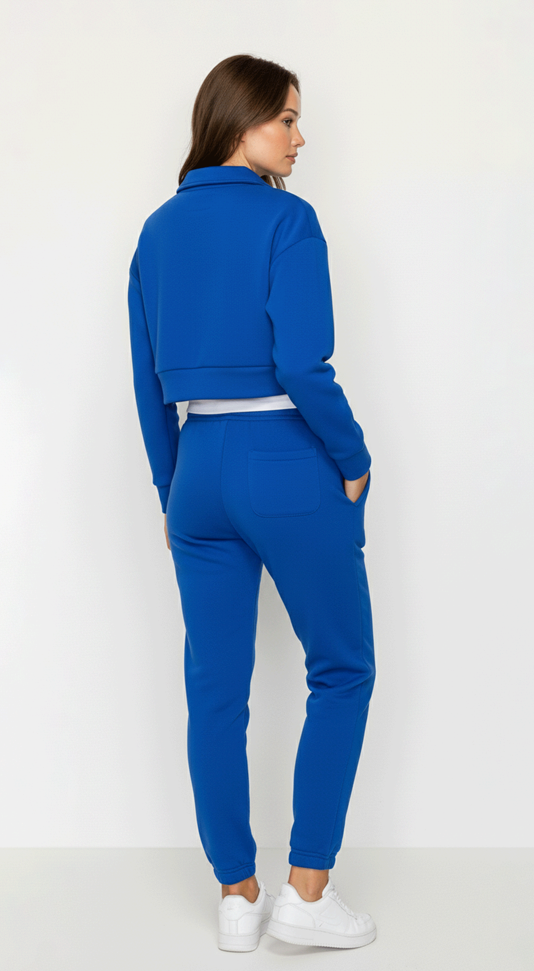 Cropped Half Zip Fleece Sweatshirt