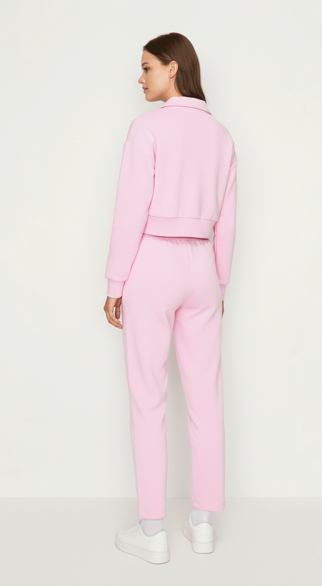 Cropped Half Zip Fleece Sweatshirt