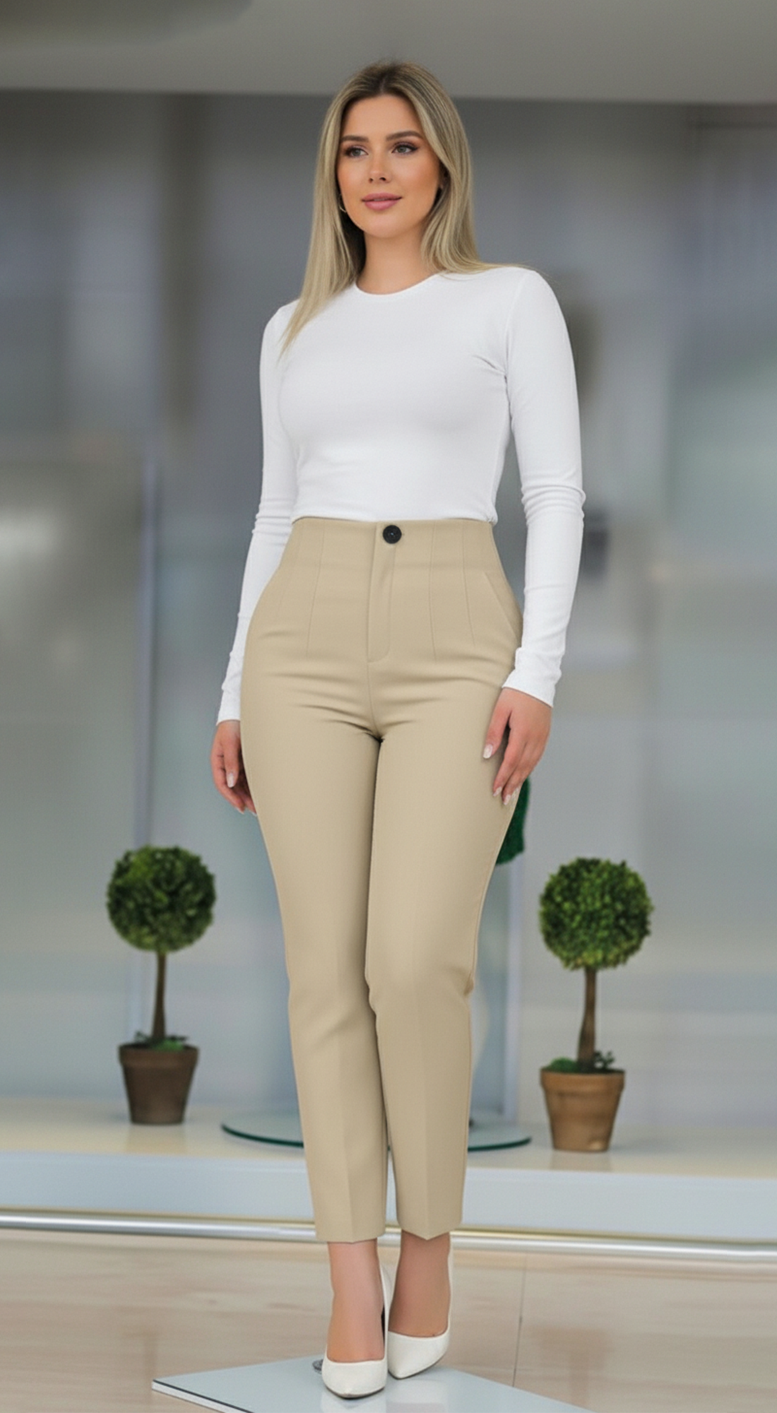 High Waist Tapered Ankle Pants