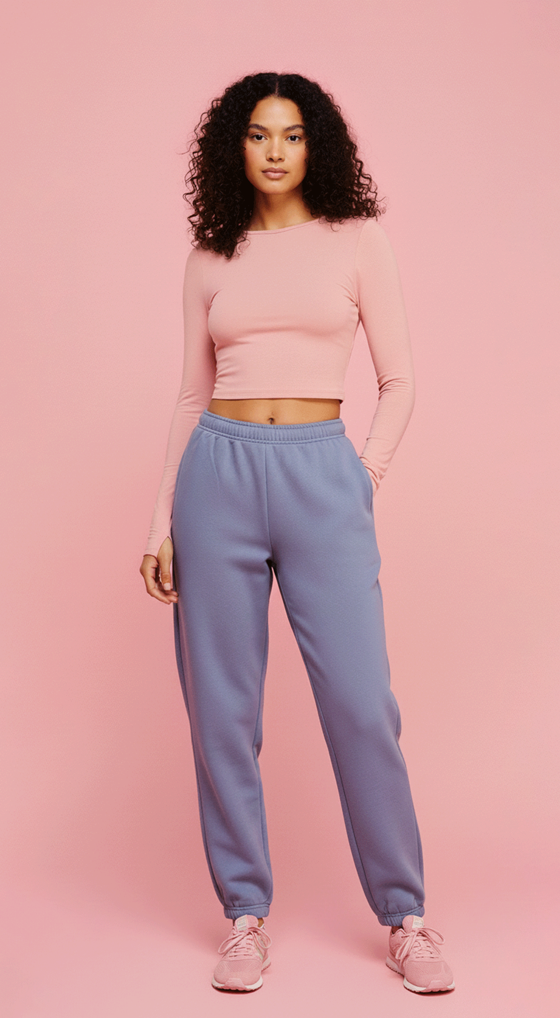 Cotton Long Sleeve Basic Casual Crop Tees Top