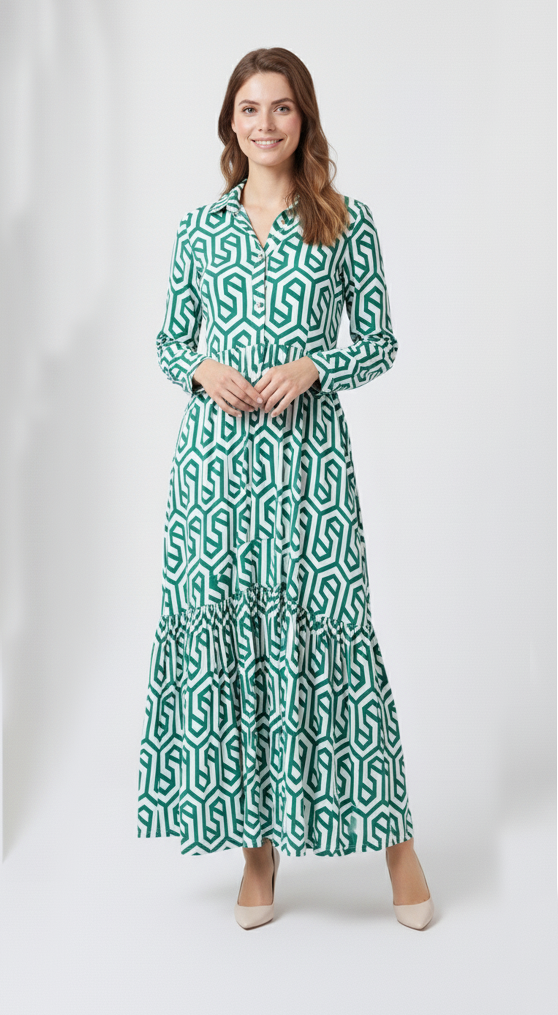 Op Art Cascade Shirt Dress