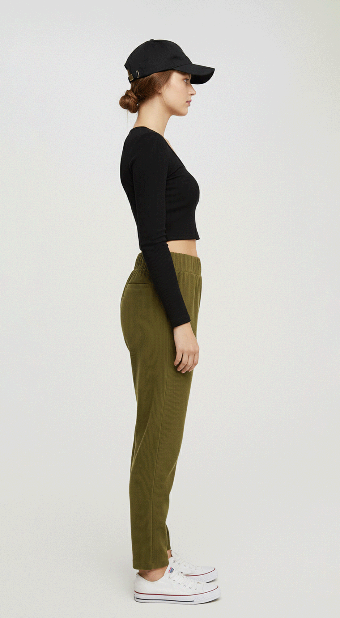 Cotton Long Sleeve Basic Casual Crop Tees Top