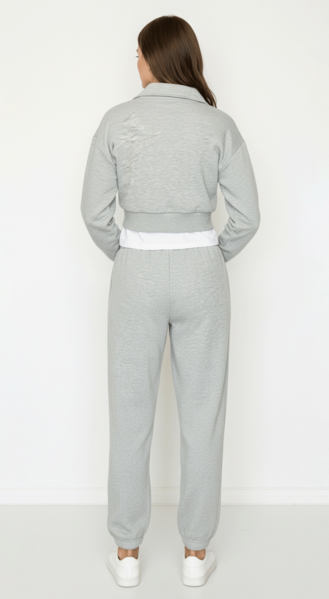 Cropped Half Zip Fleece Sweatshirt
