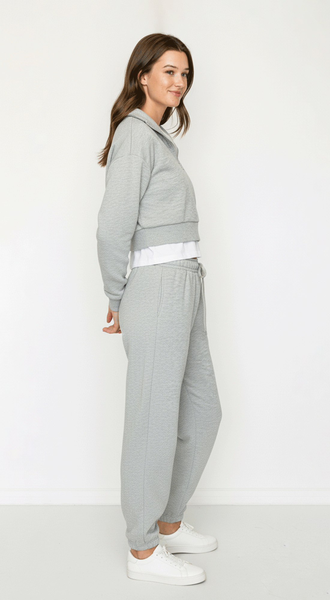 Cropped Half Zip Fleece Sweatshirt