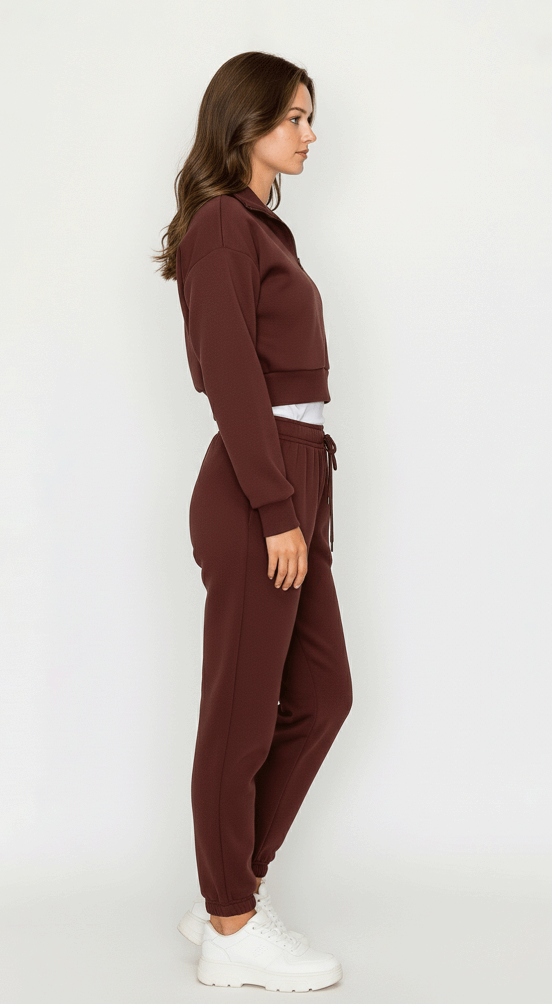 Cropped Half Zip Fleece Sweatshirt