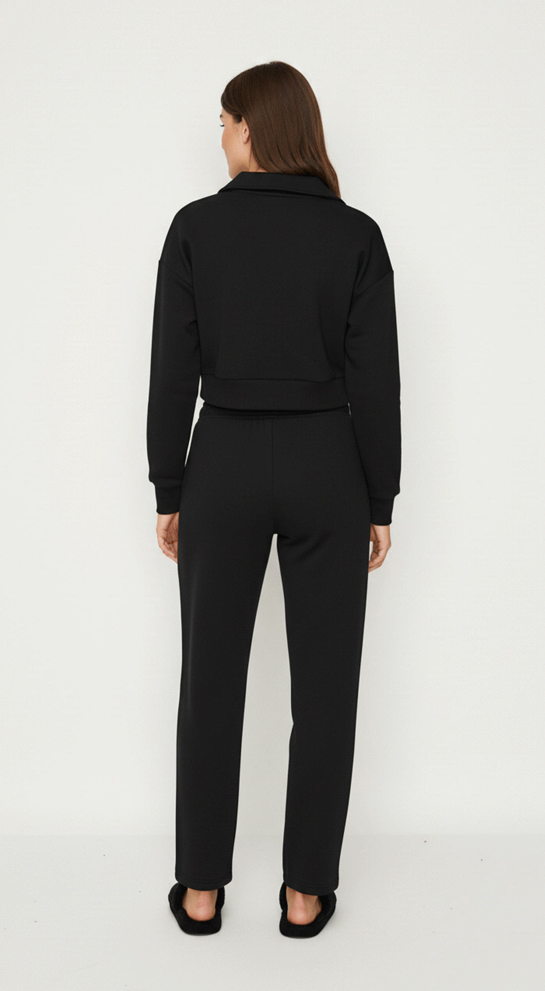 Cropped Half Zip Fleece Sweatshirt