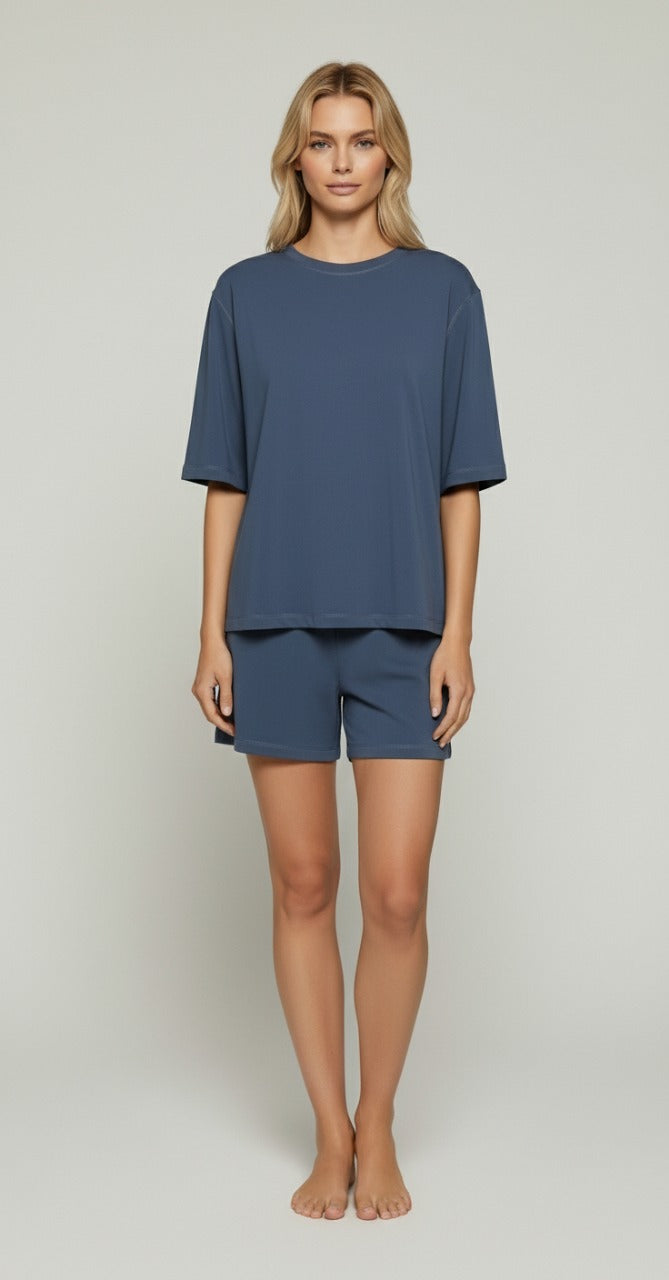 Short Slv Garment Washed Terry Top
