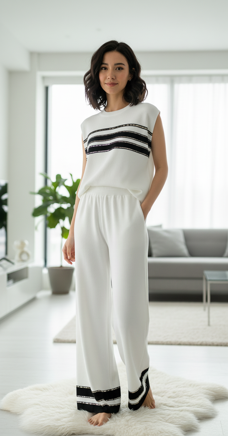 Chic Stripe Knit Set