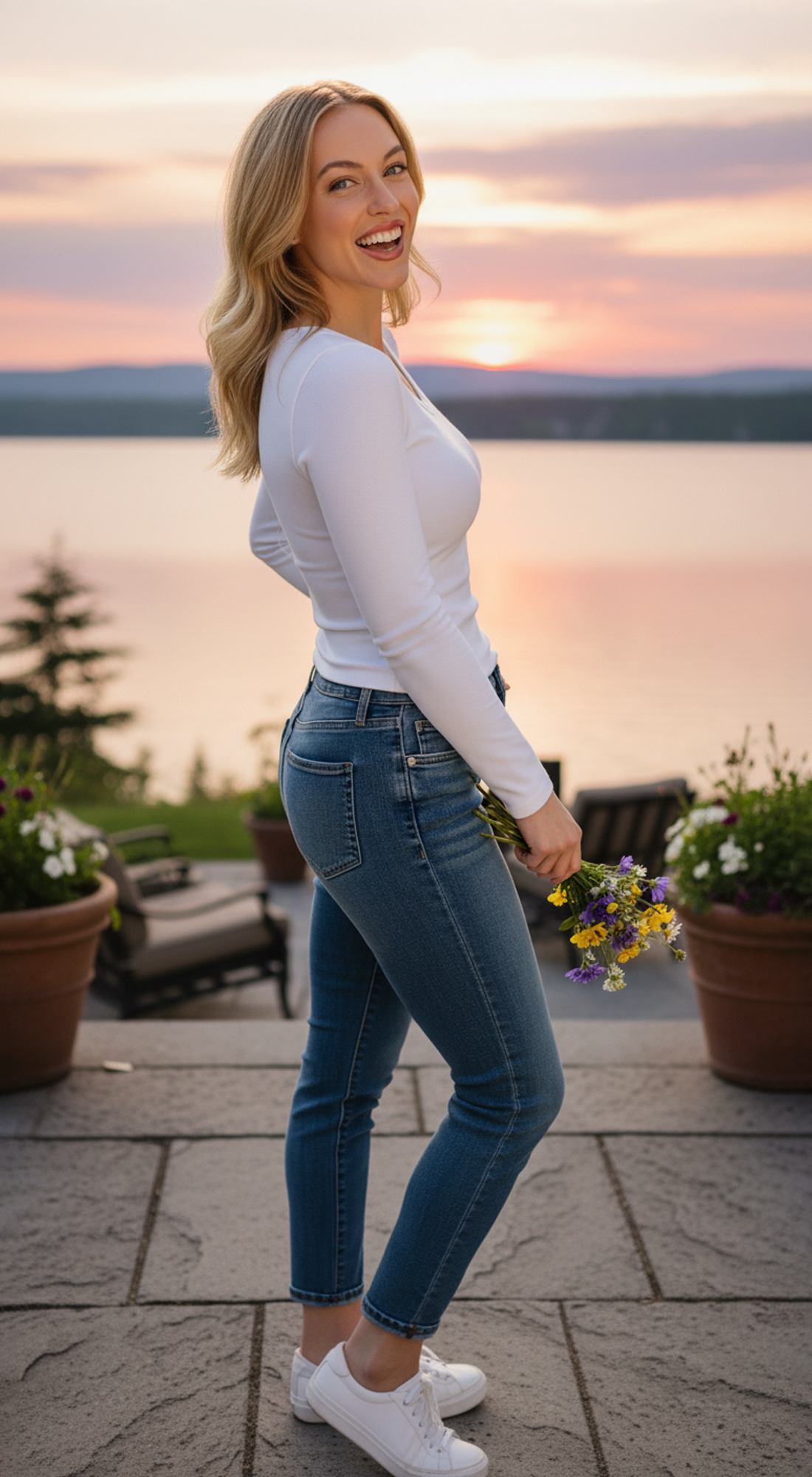Long Slv V-neck Rib Seamless Top