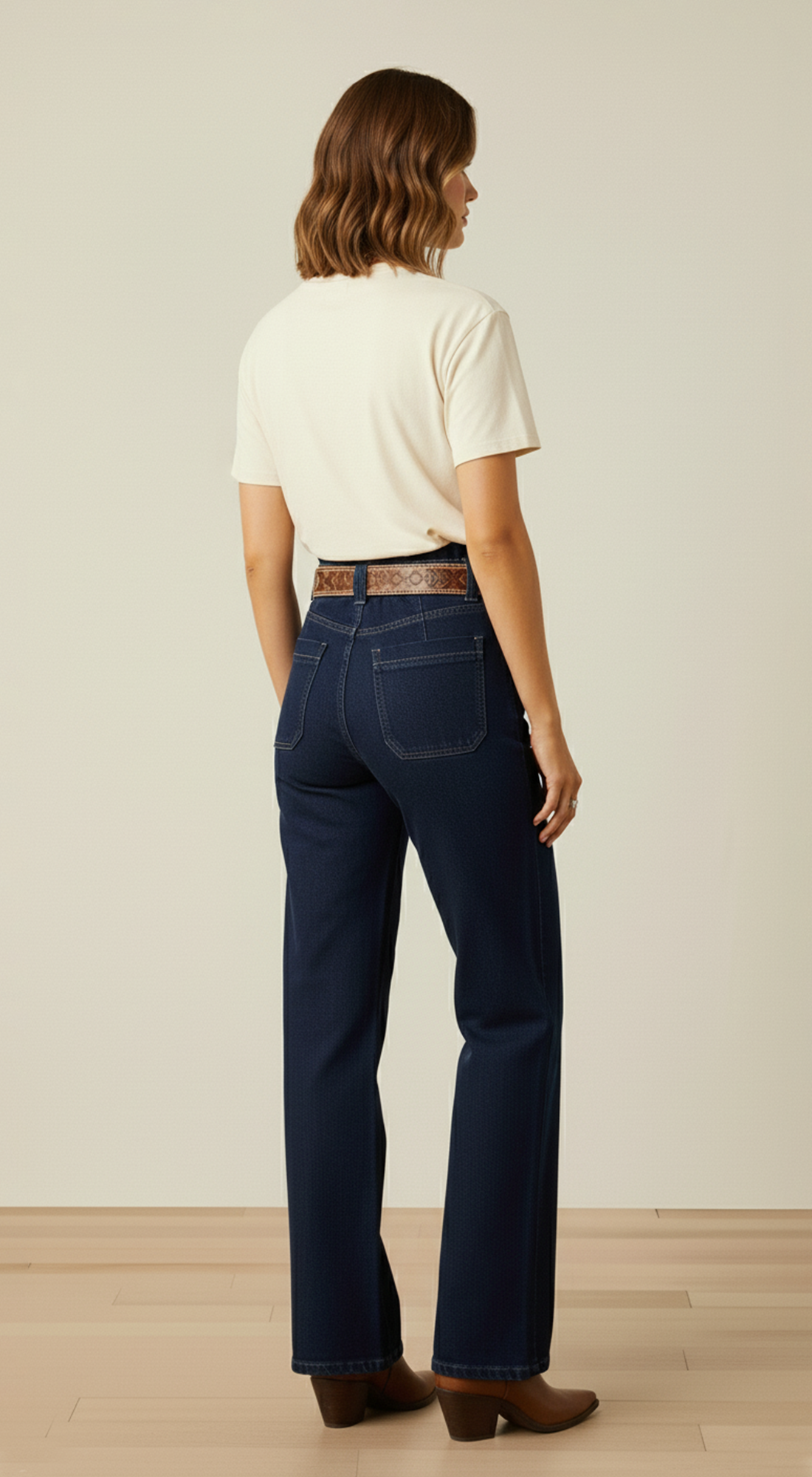 Wide Leg Patch Pocket Jeans