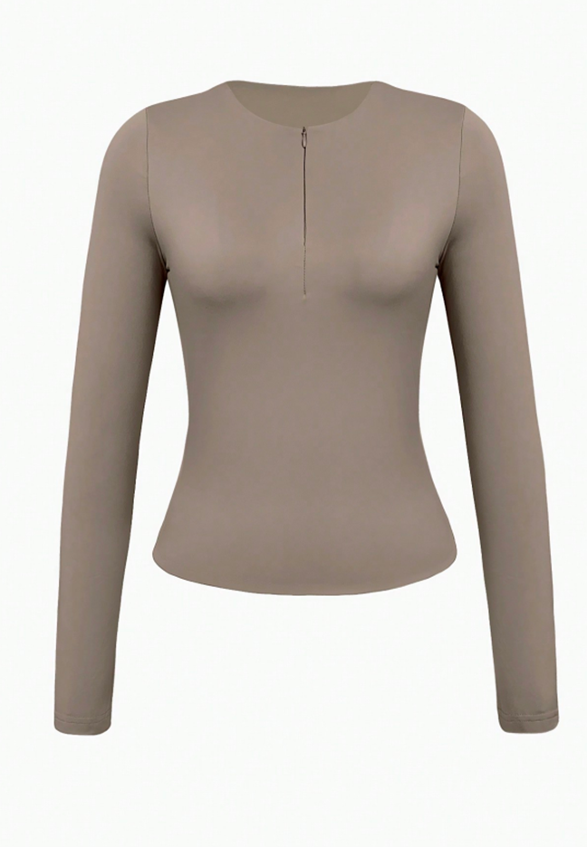 Minimalist Zip-Front Crew Top