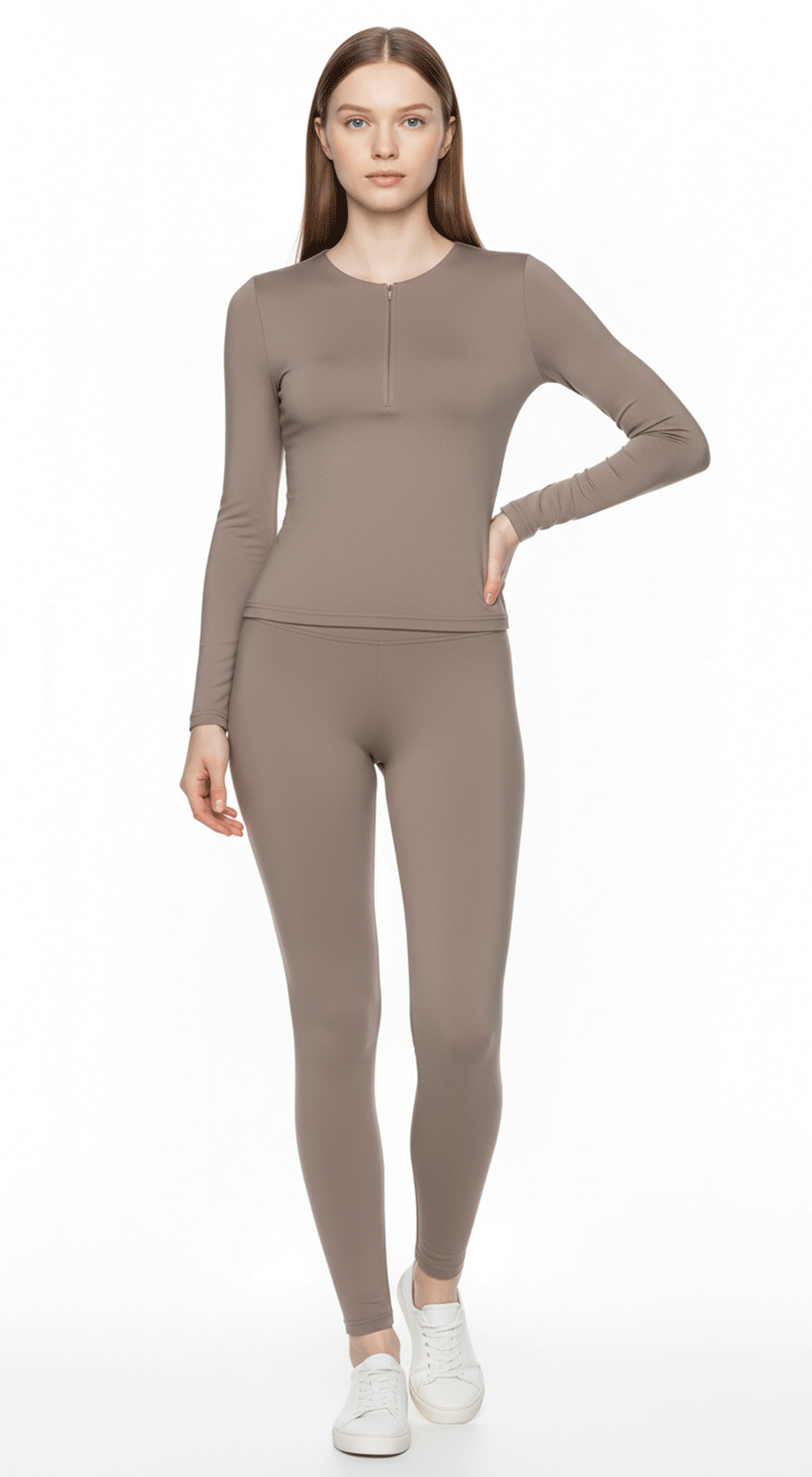 Minimalist Zip-Front Crew Top
