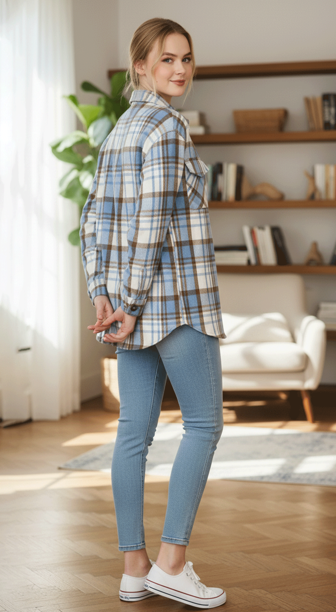Pastel Plaid Button Shacket